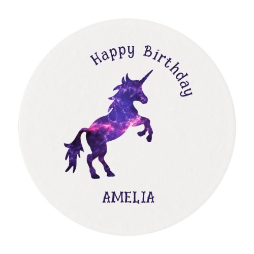 Birthday Name Unicorn Cake Topper Edible Frosting  Edible Frosting Rounds