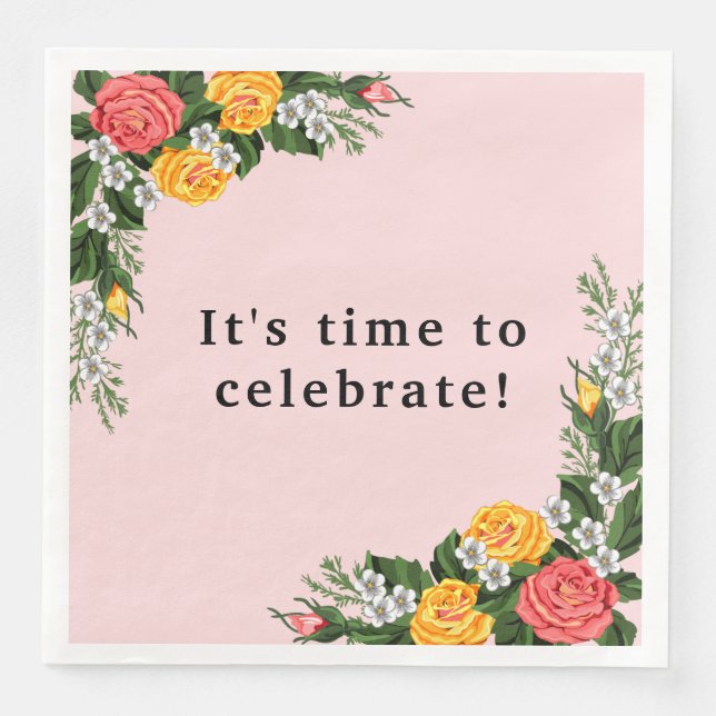 Birthday Napkin with flowers (Front)