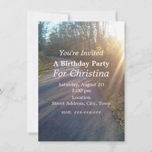 Birthday Nature Path Through Woods Shining sun Ray Invitation