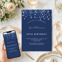 Birthday navy blue confetti men guy