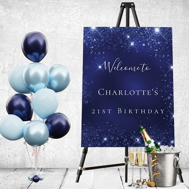 Birthday navy blue glitter dust sparkles welcome foam board (Creator Uploaded)
