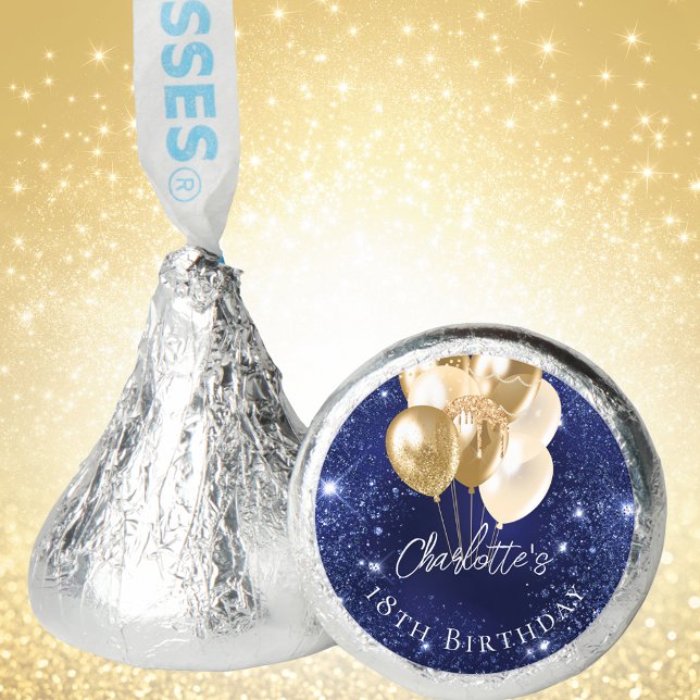 Birthday navy blue glitter gold balloons hershey®'s kisses® (Creator Uploaded)