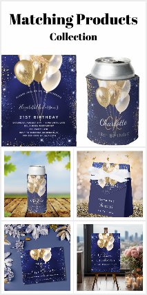 Birthday - Navy blue - gold balloons