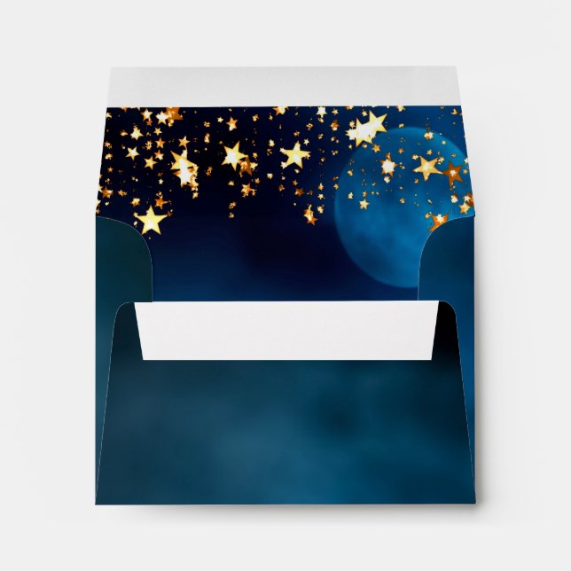 Birthday Navy Blue gold Stars Envelope (Back (Bottom))