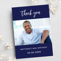 Birthday navy blue photo simple