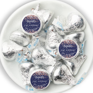 Birthday navy blue rose gold party hershey®'s kisses®