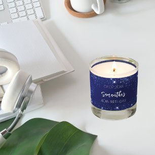 Birthday navy blue sparkles name scented candle