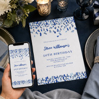 Birthday navy blue white confetti men guy
