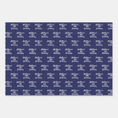 Birthday navy blue white name script minimalist wrapping paper sheets (Front)