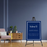 Birthday navy blue white party welcome foam board<br><div class="desc">A navy blue background and a white frame.  Personalize and add a name and age. 
Back: no design</div>