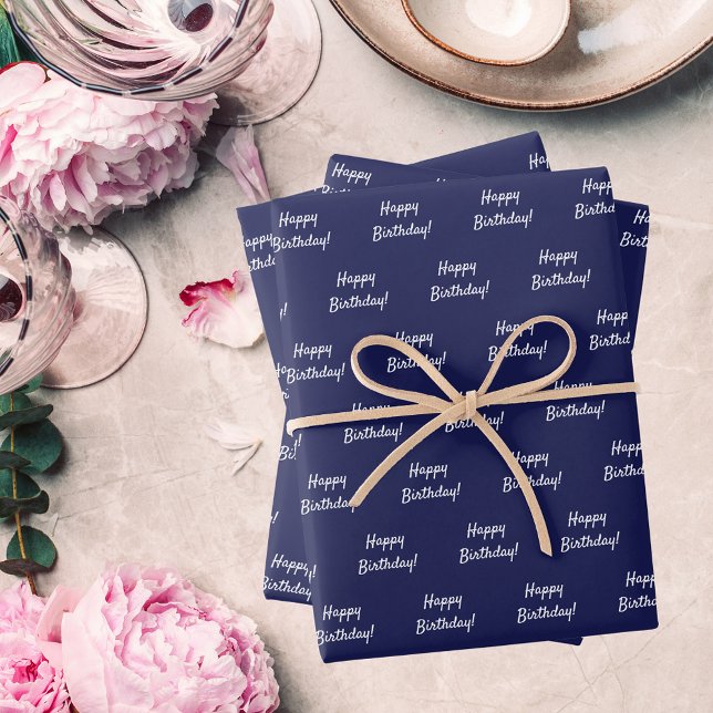 Birthday navy blue white wrapping paper sheets (Creator Uploaded)