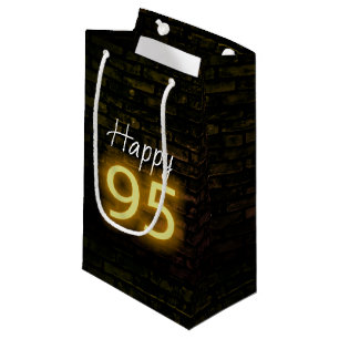 Birthday Neon 95 Sign on Brick Small Gift Bag