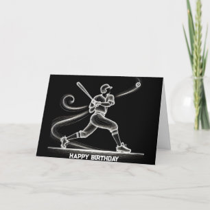 Birthday Neon Baseball Player Card