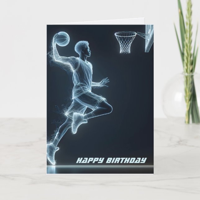 Birthday Neon Basketball Player  Card (Front)