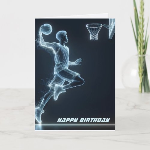 Birthday Neon Basketball Player  Card