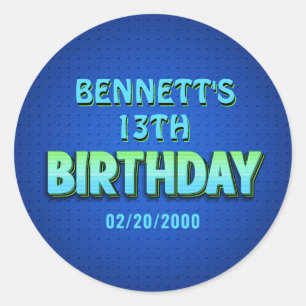 Birthday Neon Classic Round Sticker
