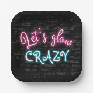 Birthday Neon Glow Sign on Brick Paper Plates