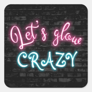 Birthday Neon Glow Sign on Brick Square Sticker