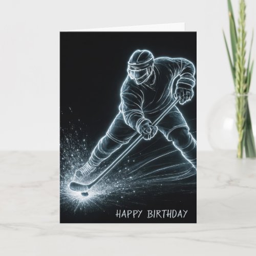 Birthday Neon Hockey Player On Ice