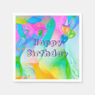 Birthday Neon Rainbow Abstract  Napkins