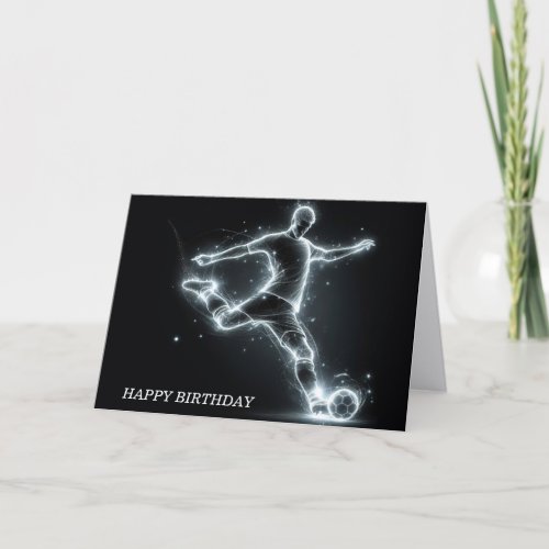 Birthday Neon Soccer Player  Card
