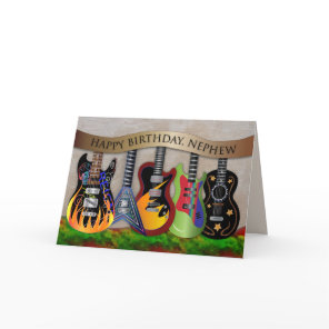 Birthday Nephew Assortment of Colorful Guitars Card