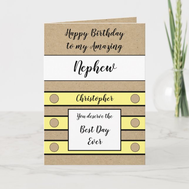Birthday Nephew best day ever yellow rustic Card (Front)