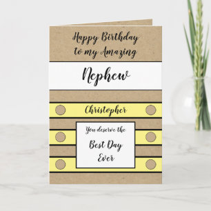 Birthday Nephew best day ever yellow rustic Card