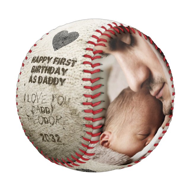 Birthday New Dad to Be CreateYourOwn Photo Collage Baseball (Angled)