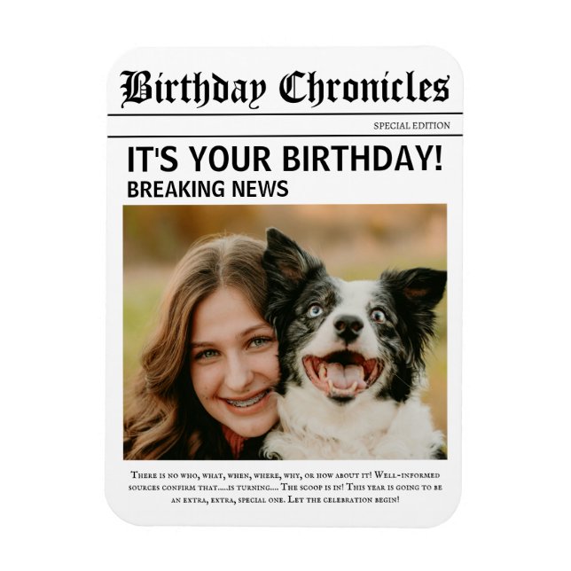 Birthday News  Magnet (Vertical)