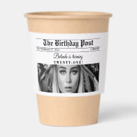 Birthday Newspaper Fun Black & White Photo