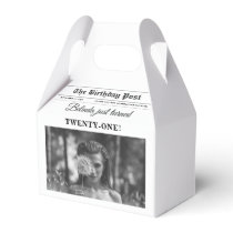 Birthday Newspaper Fun Black & White Photo Favor Boxes