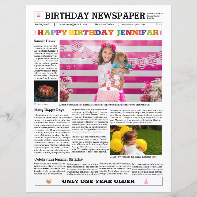 Birthday Newspaper Template (Front)