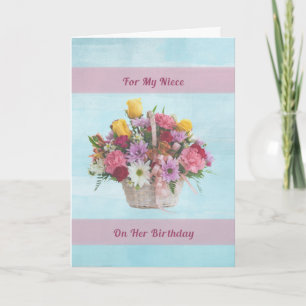 Birthday, Niece, Colorful Flowers in a Basket Card