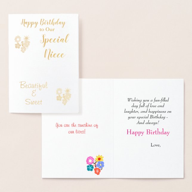 Birthday Niece Flowers Foil Card (Display)
