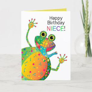 Birthday, Niece, Frog, Kaleidoscope Collection Card