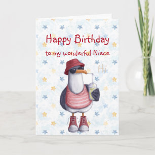 Birthday Niece Fun Cool Seagull Bird Card