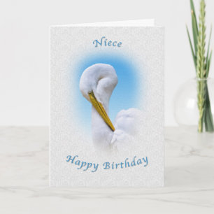 Birthday, Niece, Great Egret Bird Card