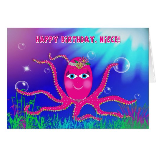 Birthday, Niece, Humourous, Sassy Octopus Cards (Front Horizontal)