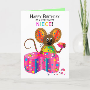 Birthday, Niece, Mouse, Kaleidoscope Collection Card