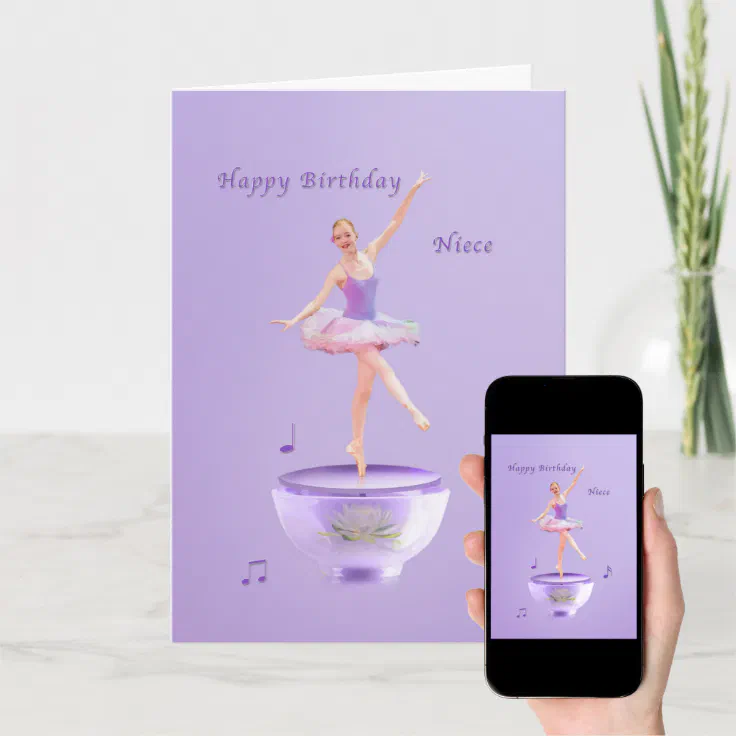 Birthday, Niece, Music Box Ballerina Card Zazzle