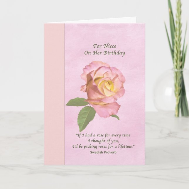 Birthday, Niece, Peace Rose Card (Front)