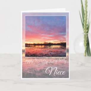 Birthday Niece, Stunning Pink Sunrise. Card