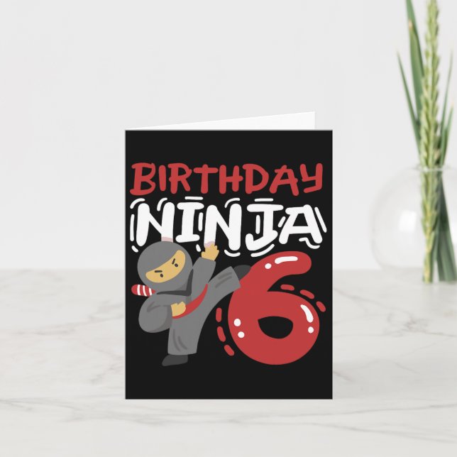 Birthday Ninja 6 Years Old Karate Kids 6th Birthda Card (Front)