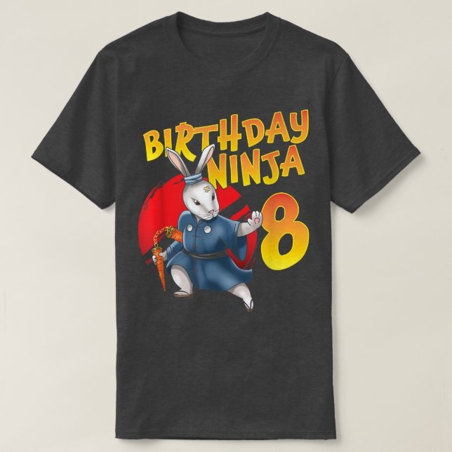 Birthday Ninja Bunny 8 Year Eighth Bday Born 2014  T-Shirt (Design Front)