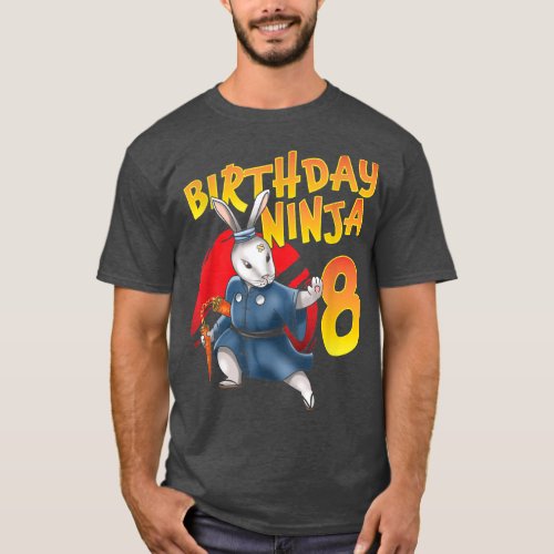 Birthday Ninja Bunny 8 Year Eighth Bday Born 2014  T_Shirt