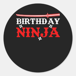 Birthday Ninja Fighter Birthday Child Classic Round Sticker