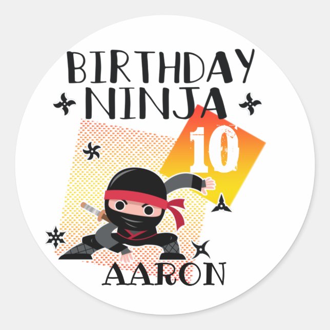 Birthday Ninja Party Theme Art Martial Lovers    Classic Round Sticker (Front)