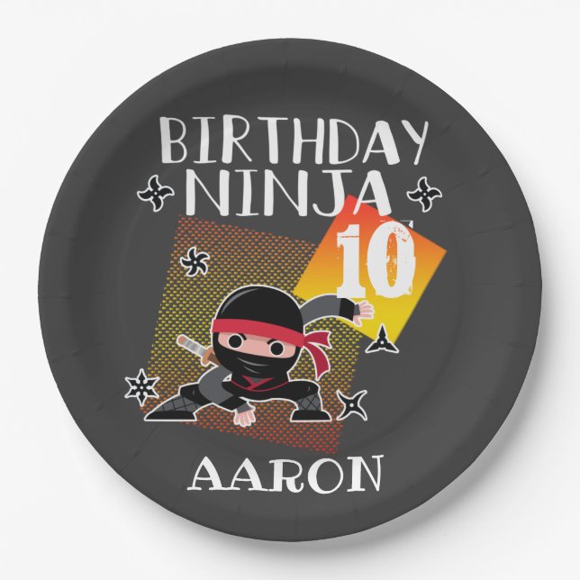 Birthday Ninja Party Theme Art Martial Lovers   Paper Plates (Front)