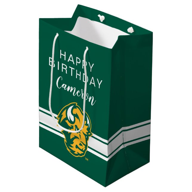 Birthday | North Dakota State Bison Head Medium Gift Bag (Front Angled)